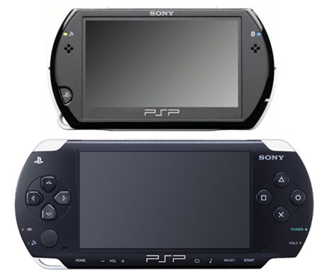 Comparative sizes of the PSP and PSP Go.