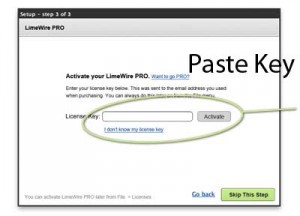 Limewire Pro - Paste License Key Here