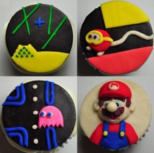 Video Game Cupcakes - Mario, Pacman, Dig Dug, Missile Command.